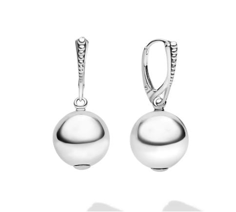 Sterling silver polished drop earrings, friction back.