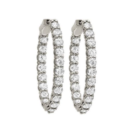 Marks 89 Medium Hoop Natural Diamond Earrings in 14 Karat White with 1.90ctw Round Diamonds