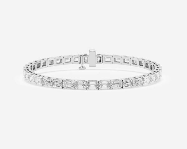 14k white gold bracelet with round diamonds.