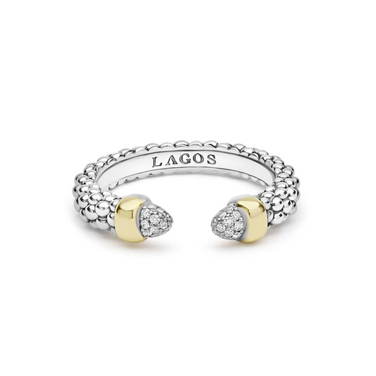 Lagos Signature Caviar Collection Fashion Ring (No Stones) in Sterling Silver - 14 Karat White - Yellow 3MM