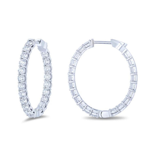 ReMARKable Designs Oval Hoop Natural Diamond Earrings in 18 Karat White Gold with 3.15ctw Round Diamonds