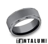 Tantalum grey carved band, polished-brushed texture.