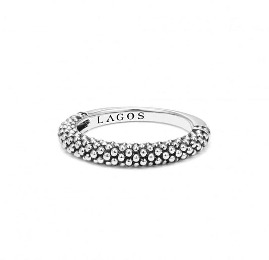Lagos Signature Caviar Collection Fashion Ring (No Stones) in Sterling Silver White 3MM