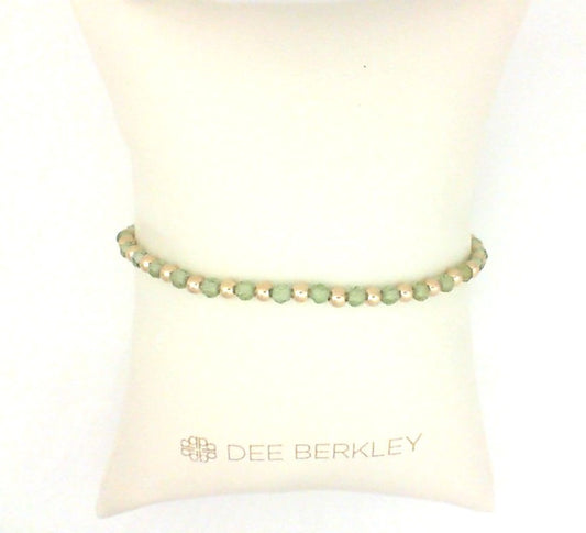 Stretch Color Gemstone Bracelet in Gold Filled Yellow Round Peridot