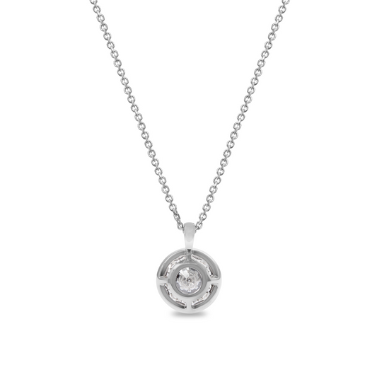 Lab-grown diamond pendant on white gold chain.