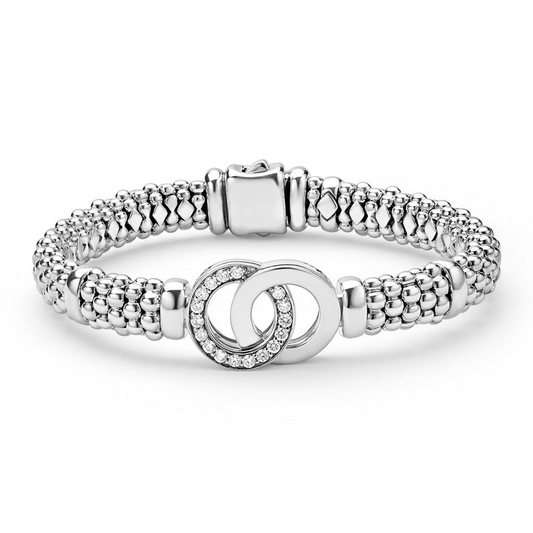 Sterling silver bracelet with diamond links.