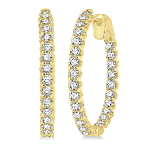 Medium Hoop Natural Diamond Earrings in 14 Karat Yellow with 1.93ctw Round Diamonds
