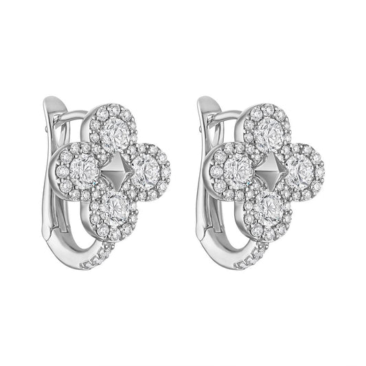 Natural Diamond Earrings in 14 Karat White with 1.55ctw Round Diamond