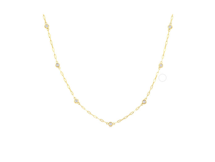 14K yellow gold bracelet with round diamonds.