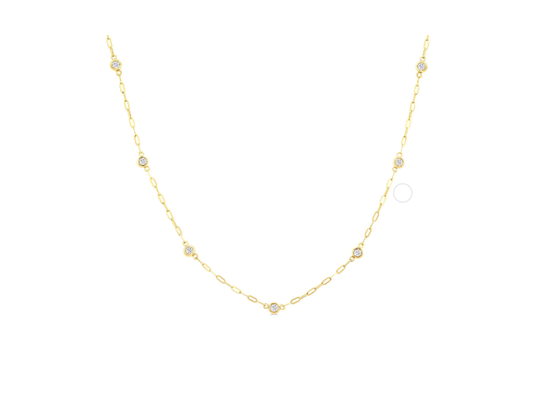 14K yellow gold bracelet with round diamonds.