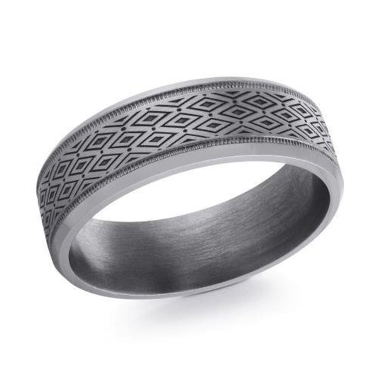 Carved Band (No Stones) in Tantalum White - Grey 7MM