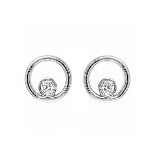 Sterling silver earrings with round diamonds.
