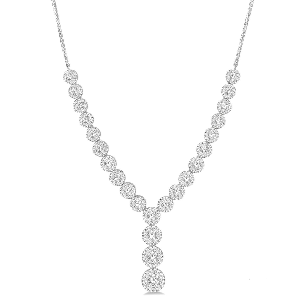 Earth Mined Diamond Necklace in 14 Karat White with 2.14ctw G/H SI1-SI2 Round Diamonds