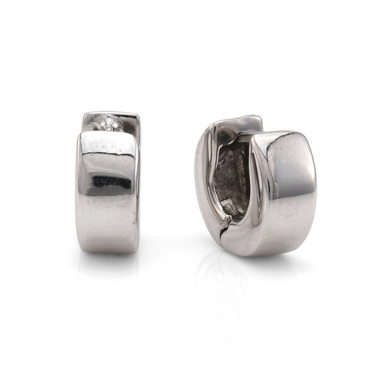 M Estate Collection Huggie Earrings (No Stones) in 14 Karat White