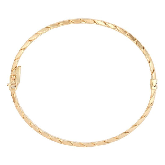 14K yellow gold twisted bangle bracelet.