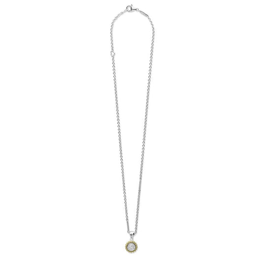 LAGOS Natural Diamond Necklace in Sterling Silver and 18 Karat White Yellow Gold with 0.14ctw Round Diamond