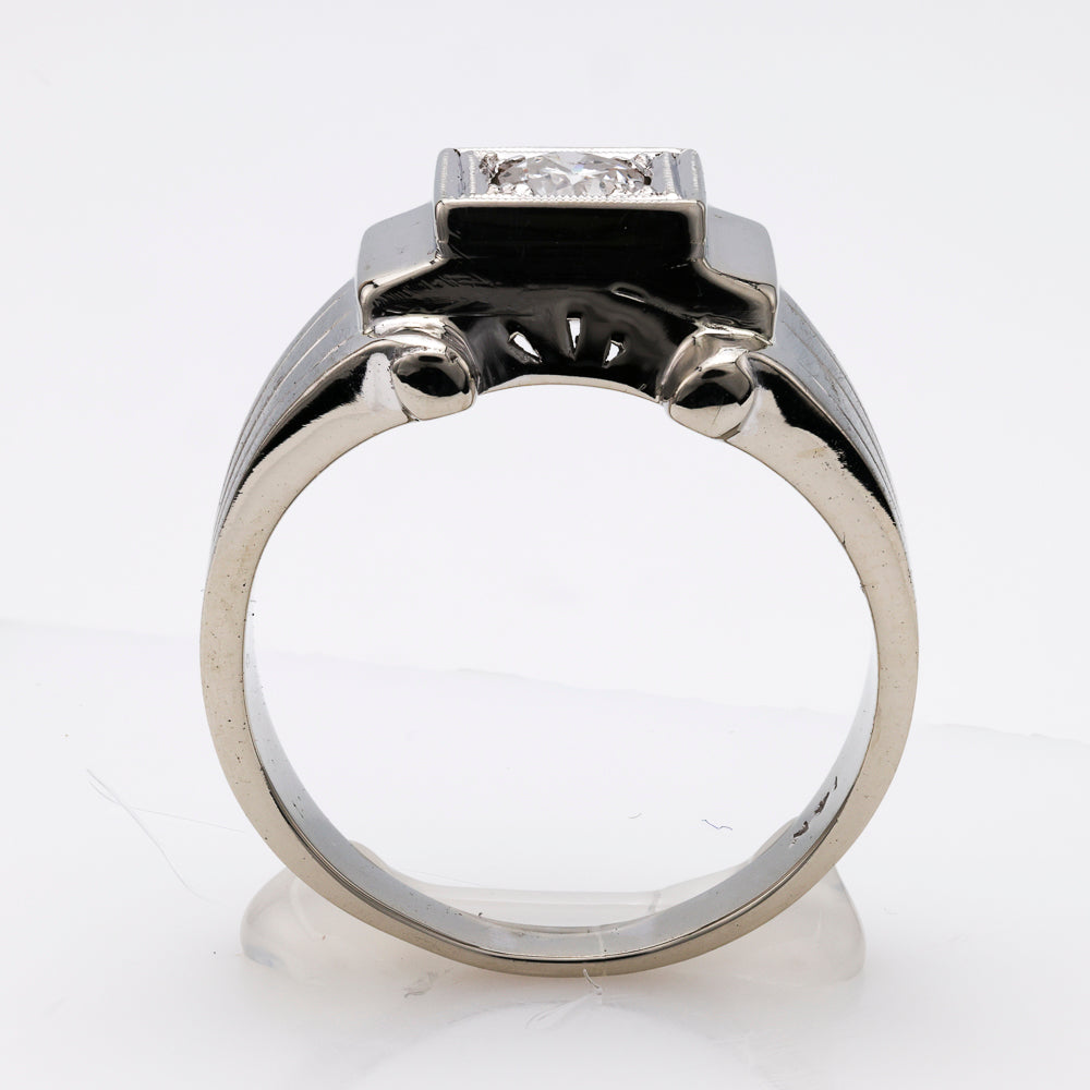 14K white gold ring with diamond.