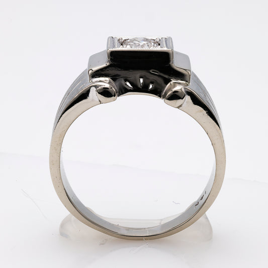 14K white gold ring with diamond.