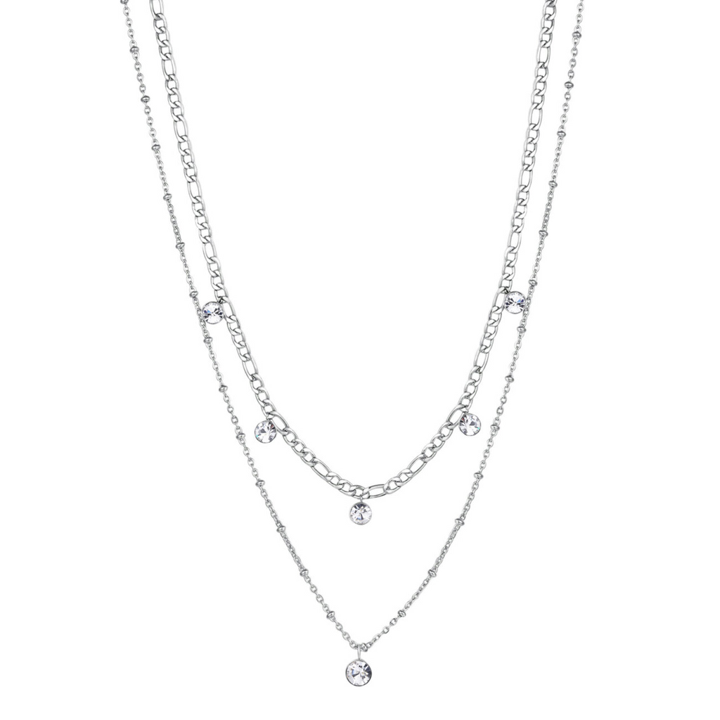 Station Simulated Diamond Necklace in Stainless Steel