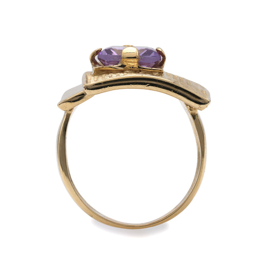 Marks Estate Department 2 Color Gemstone Ring in 14 Karat Yellow Gold with 1 Princess Amethyst 2.00ctw 8mm-8mm