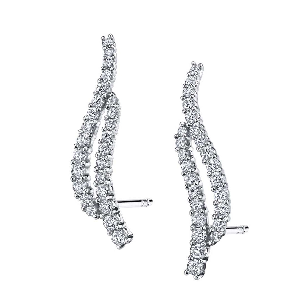 Crawler Natural Diamond Earrings in 14 Karat White with 0.74ctw G/H SI1 Round Diamonds