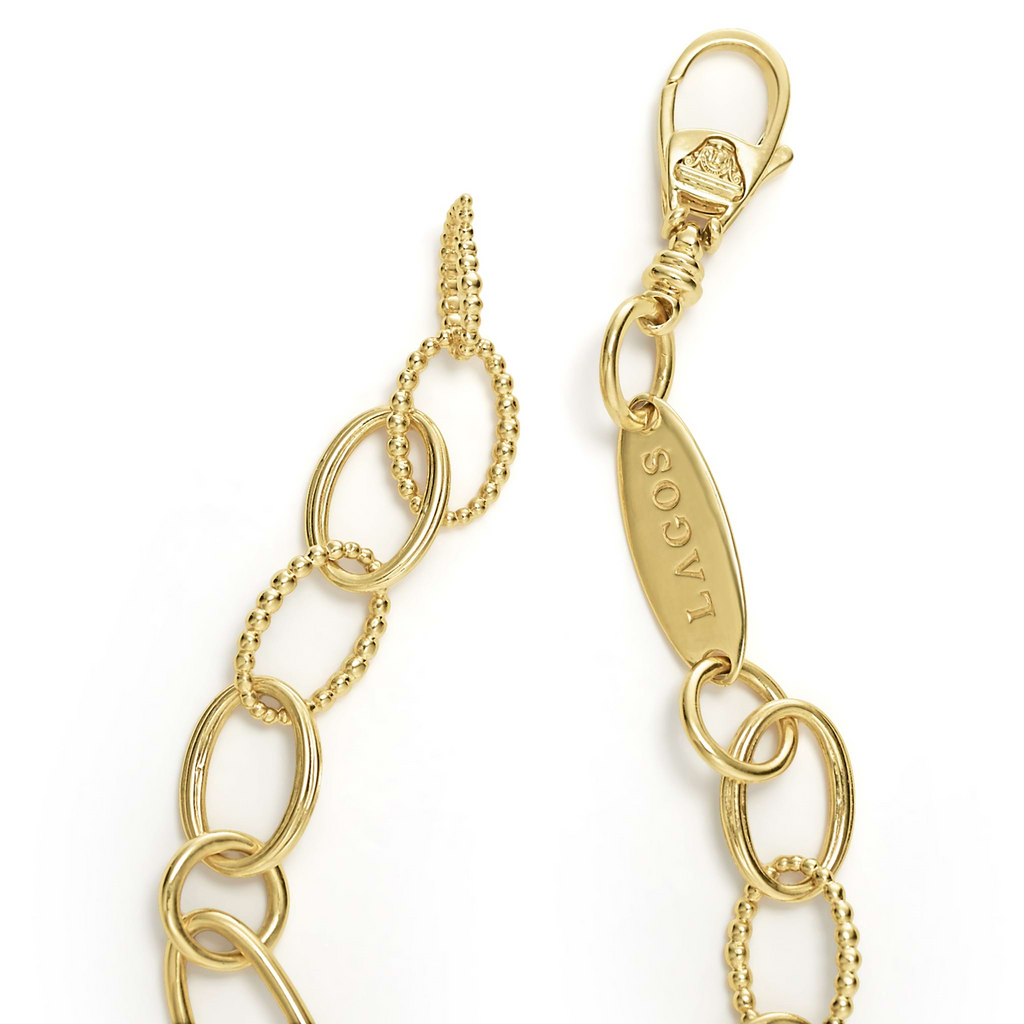 18K yellow gold oval link bracelet.