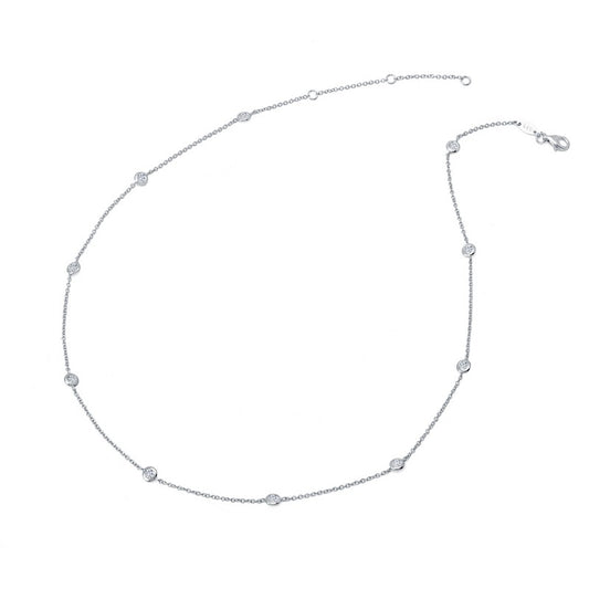 Lafonn Station Simulated Diamond Necklace in Platinum Bonded Sterling Silver 1.10ctw