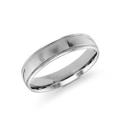 14K white gold carved band, polished finish.