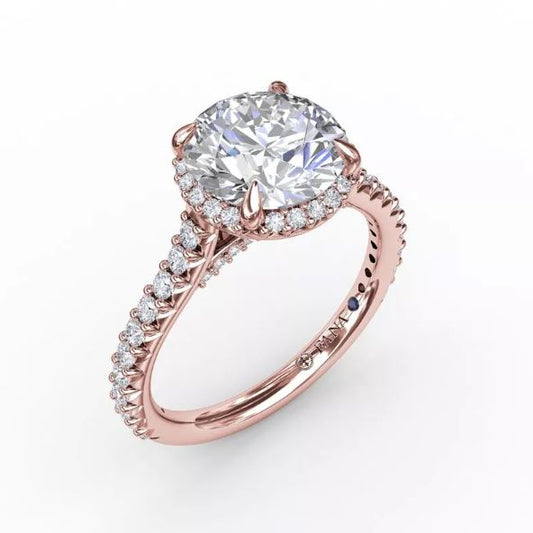 Halo Mined Diamond Engagement Ring in 14 Karat Rose with 0.51ctw Round Diamond