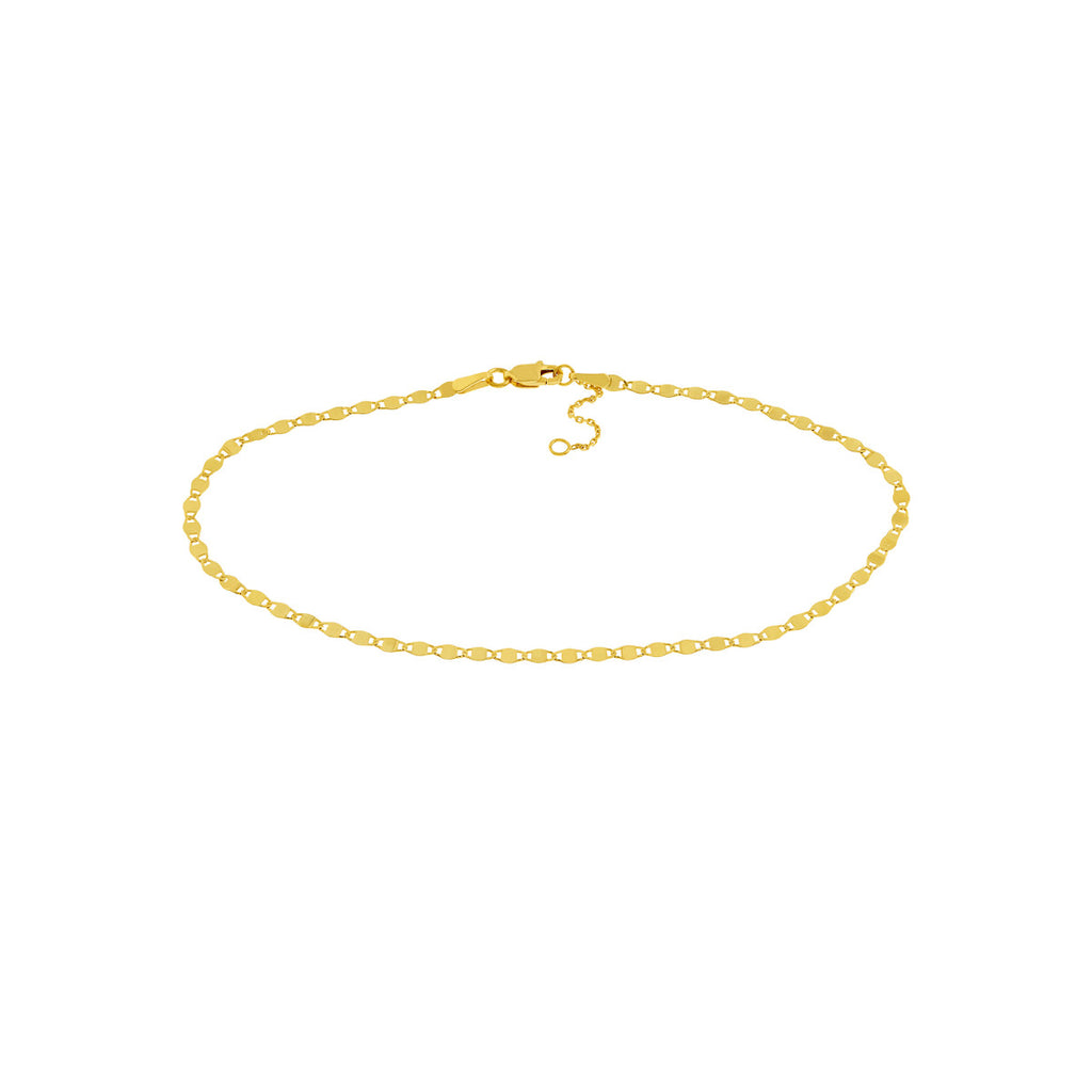 14K yellow gold ankle bracelet, lobster clasp.