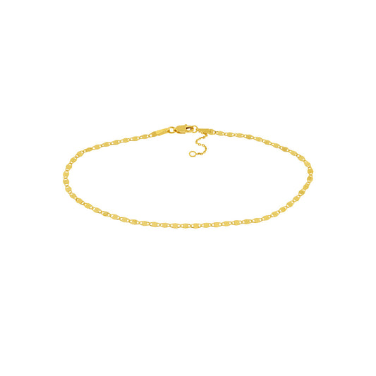 14K yellow gold ankle bracelet, lobster clasp.