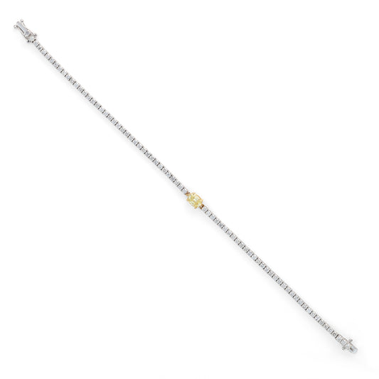 Yerushalmi Brothers Natural Diamond Bracelet in 14 Karat White Yellow Gold with 0.61ctw VS2 Oval Diamond