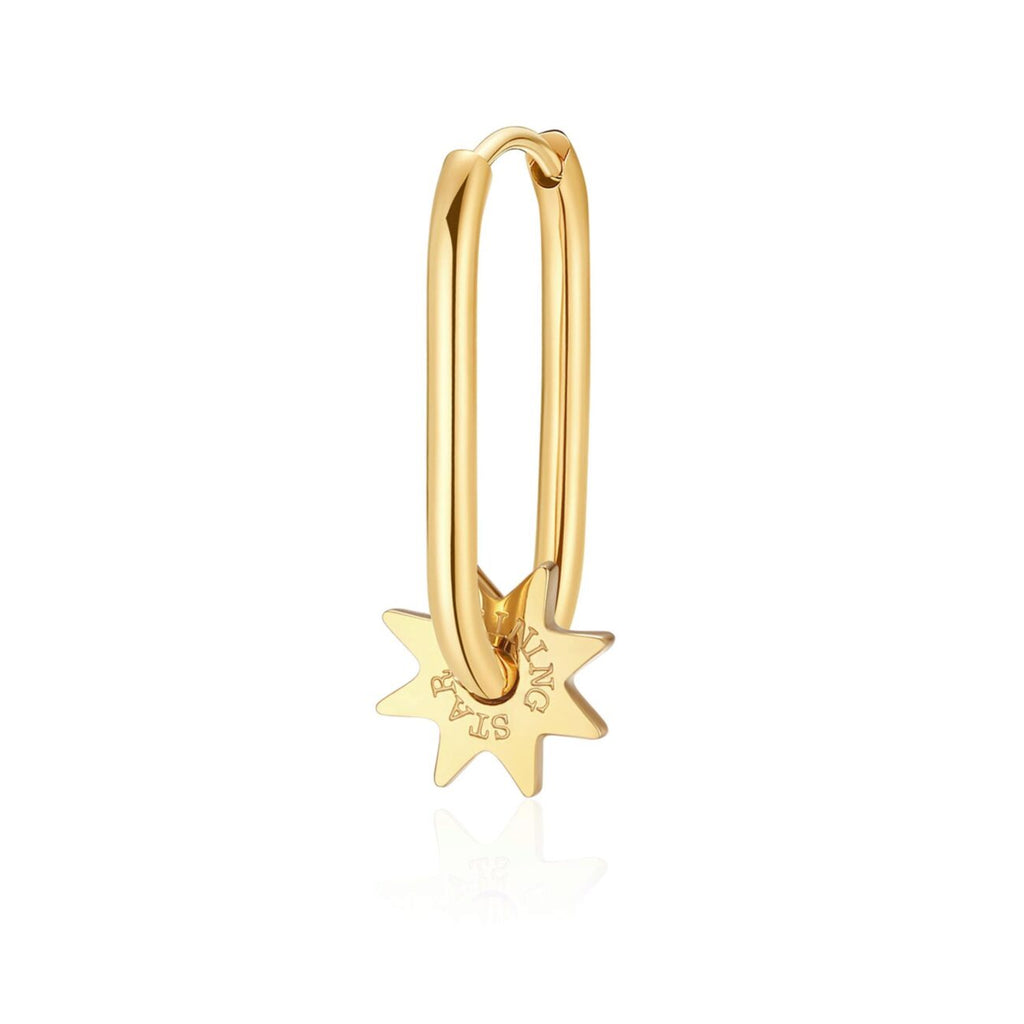 Yellow polished paperclip earring with star charm.