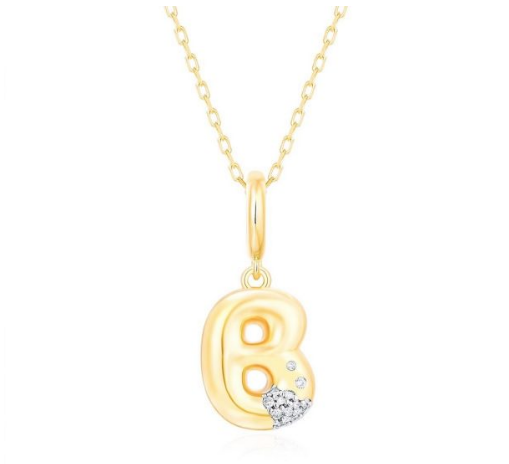 14K gold initial necklace with diamonds.
