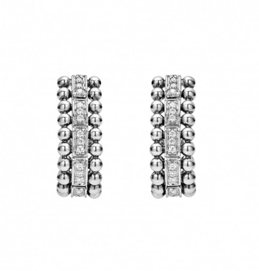 LAGOS Caviar Spark Collection Earth Mined Diamond Earrings in Sterling Silver with 0.18ctw Round Diamonds