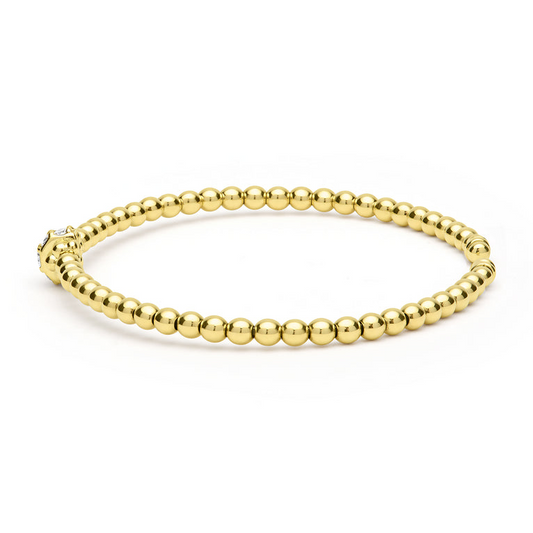 Lagos Caviar Gold Collection Natural Diamond Bracelet in 18 Karat Yellow with 0.24ctw G/H SI1 Round Diamond