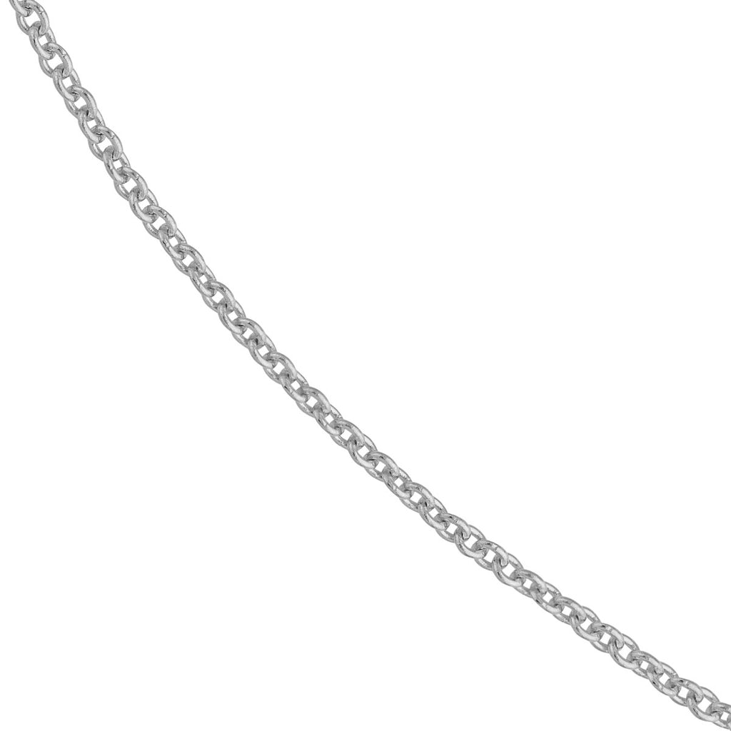 Polished white 14K cable link chain.