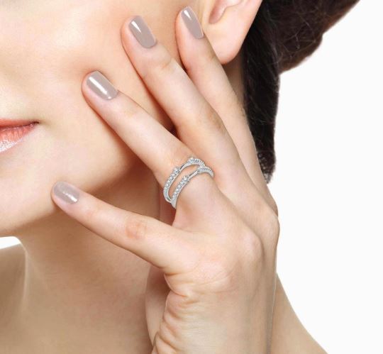 14K white gold diamond enhancer band