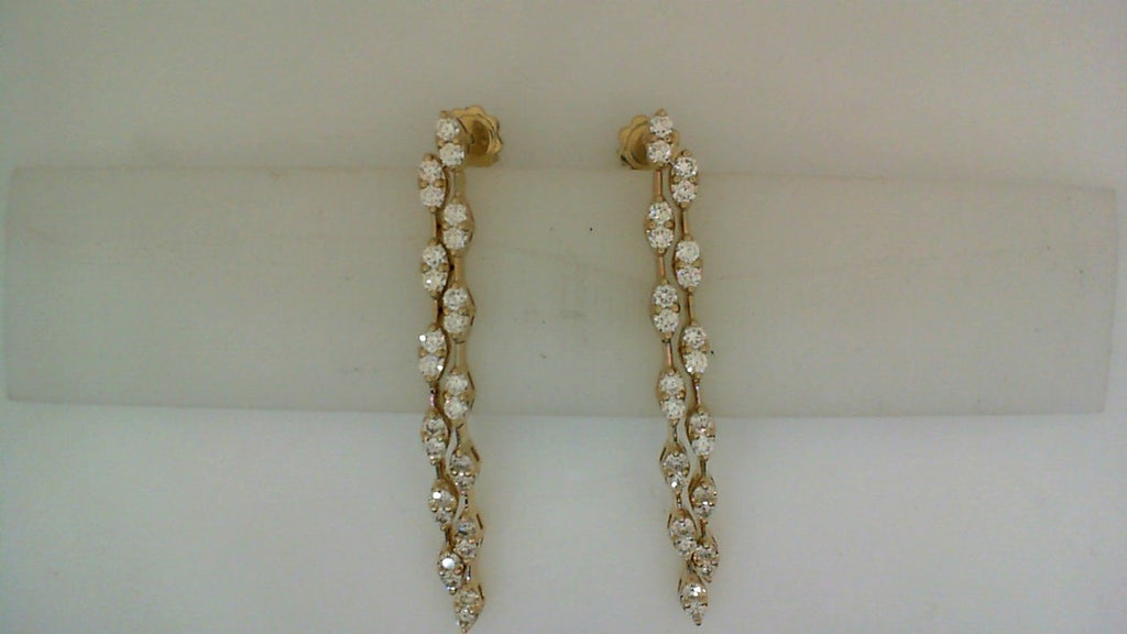14K yellow gold diamond drop earrings.