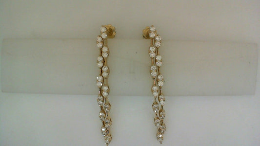 Drop Natural Diamond Earrings in 14 Karat Yellow with 2.60ctw Round Diamonds