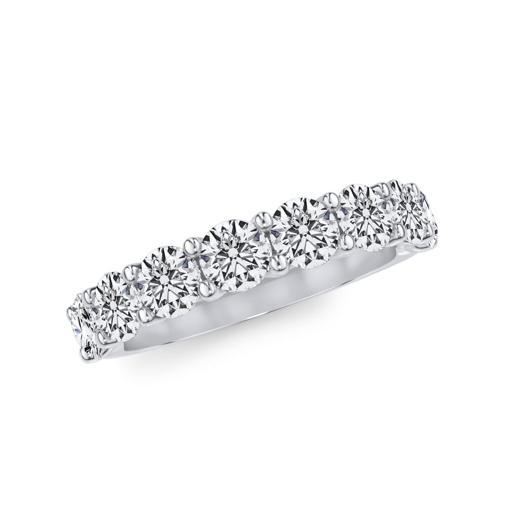 Round diamond band in white gold.