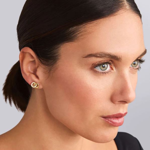 Sterling silver diamond stud earrings.