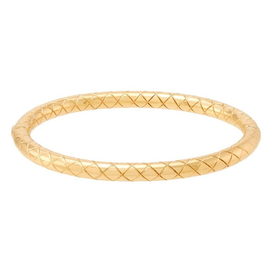 14K yellow gold bracelet with diamond pattern.