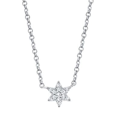 Natural Diamond Necklace in 14 Karat White with 0.03ctw Round Diamond