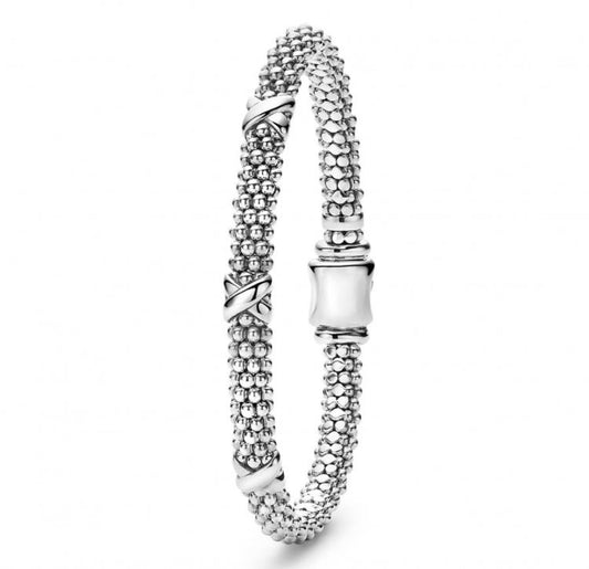 Lagos Embrace Collection Station Bracelet (No Stones) in Sterling Silver White