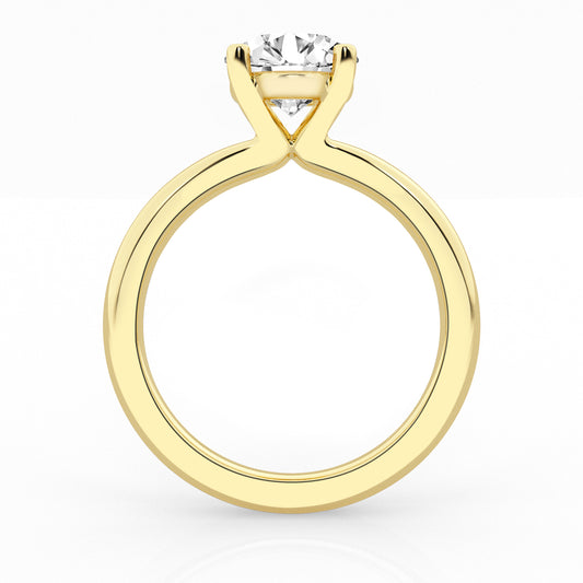 Solitaire Lab-Grown Diamond Complete Engagement Ring in 14 Karat Yellow with 1 Round Lab Grown Diamond, Color: G, Clarity: VS1, totaling 4.13ctw