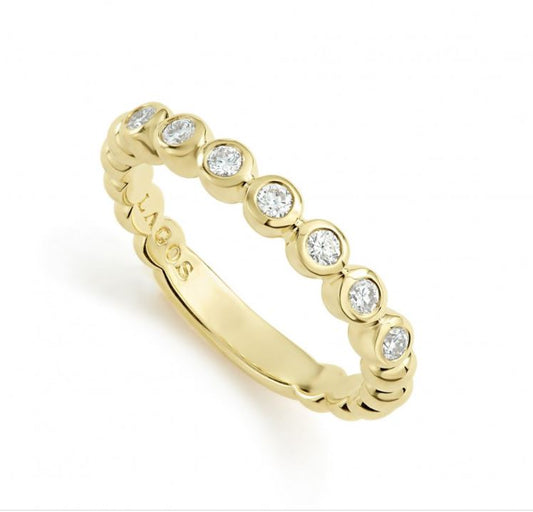 Caviar Gold Collection Stackable Natural Diamond Fashion Ring in 18 Karat Yellow with 0.26ctw G/H SI2 Round Diamonds