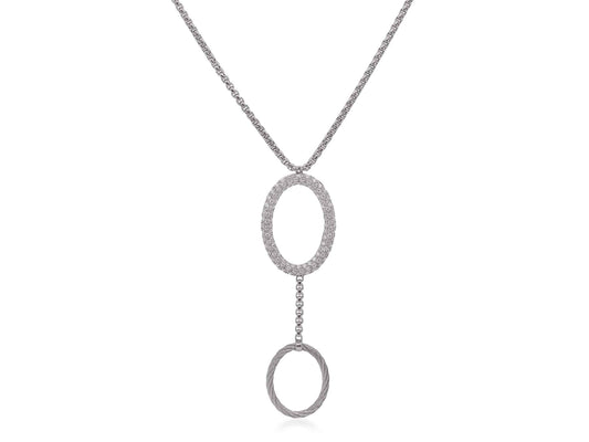 Natural Diamond Necklace in Stainless Steel - 14 Karat White with 0.87ctw Round Diamond
