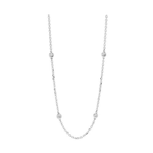 Natural Diamond Necklace in 14 Karat White with 1.43ctw Round Diamonds