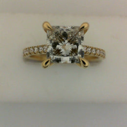 Hidden Accent Lab-Grown Diamond Complete Engagement Ring in 14 Karat Yellow with 1 Princess Lab Grown Diamond, Color: G, Clarity: VS2, totaling 2.00ctw